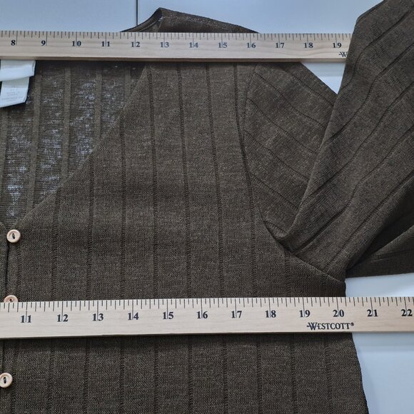 H&M Top Womens L Brown Sheer SS Button Up Knit Ribbed Cropped Relaxed Whimsigoth - Picture 5 of 15